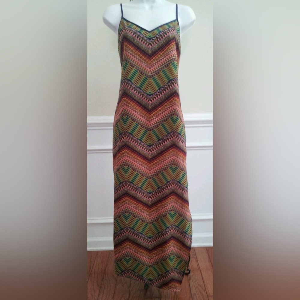 SANCTUARY Women's Dress Junior Open Sides ZIG ZAG Lined Maxi